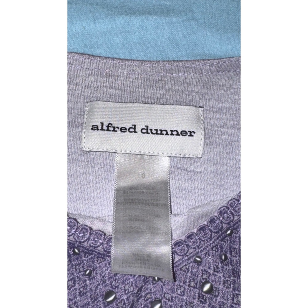 Alfred Dunner Purple Ombre Poncho Blouse Studded V-Neck Layered Top Womens 10 - Picture 3 of 12